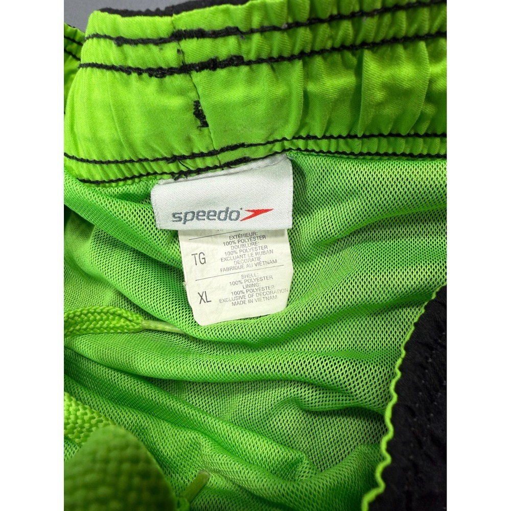 Speedo Mens Swim Trunks Black Lime Green Cargo Pocket Mesh Lined XL - Picture 3 of 7